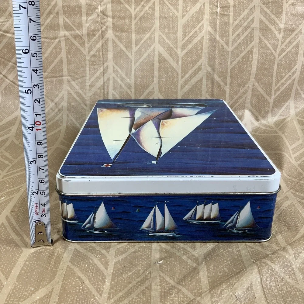 Vintage Collectible Nautical Sailing Sailboats Tin Metal Box By Stephen Lawrence